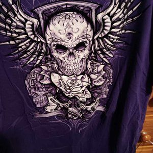 Purple skull and rose t shirt 3x